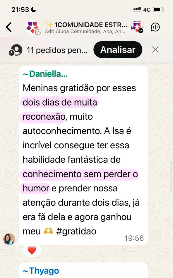 Depoimento de participante da Imersão Reconectar